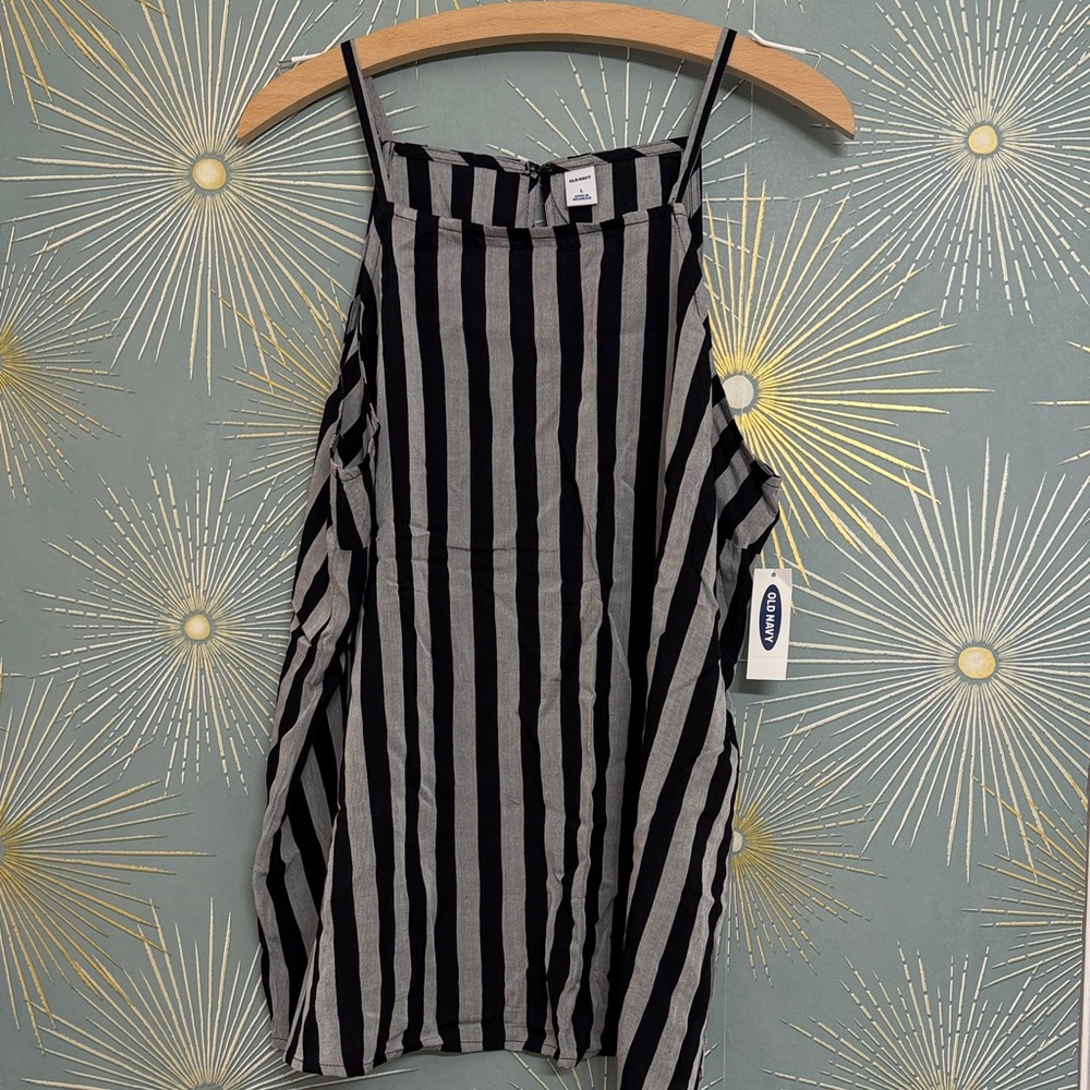 NWT Old Navy Black and Grey Striped Tank Top